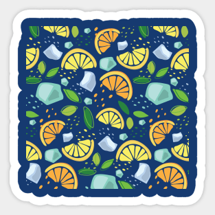 Orange lemon mint and ice pattern Sticker